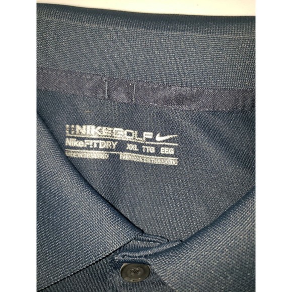 Nike Golf Polo Shirt Adult 2XL XXL Navy Blue Short Sleeve Pullover Dri-Fit Men - Picture 3 of 5